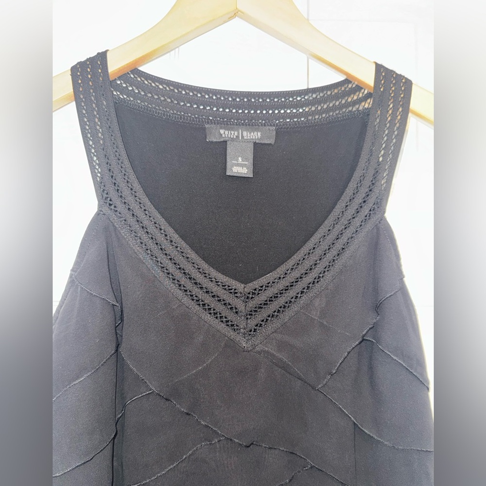 WHBM Black Layered Ruffle Tank Top Size Small Dressy Sleeveless - Picture 2 of 5